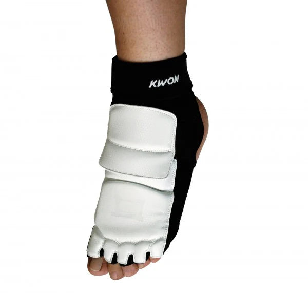 White foot guard with black Kwon branding on a white background
