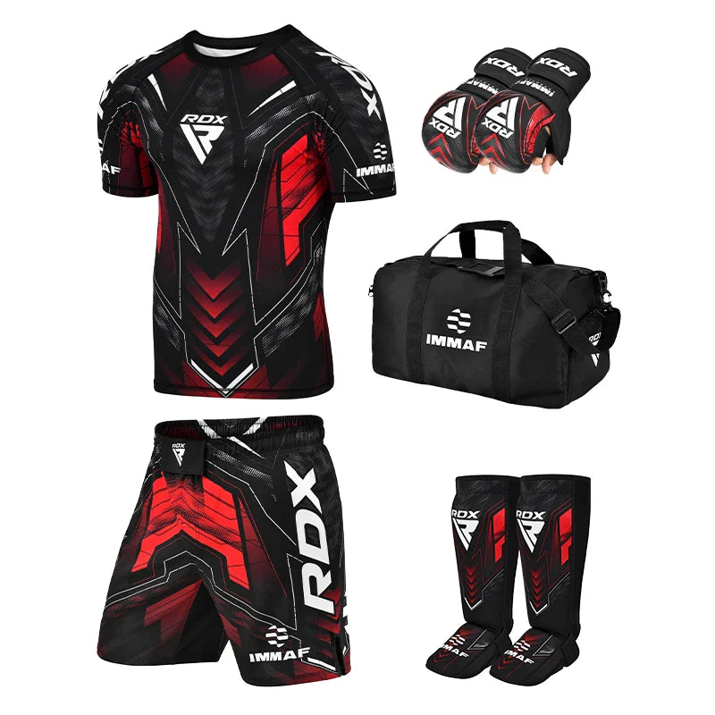 RDX IMMAF Approved MMA Training Gear Bundle – Fiery Red (5-Piece Fight Kit)