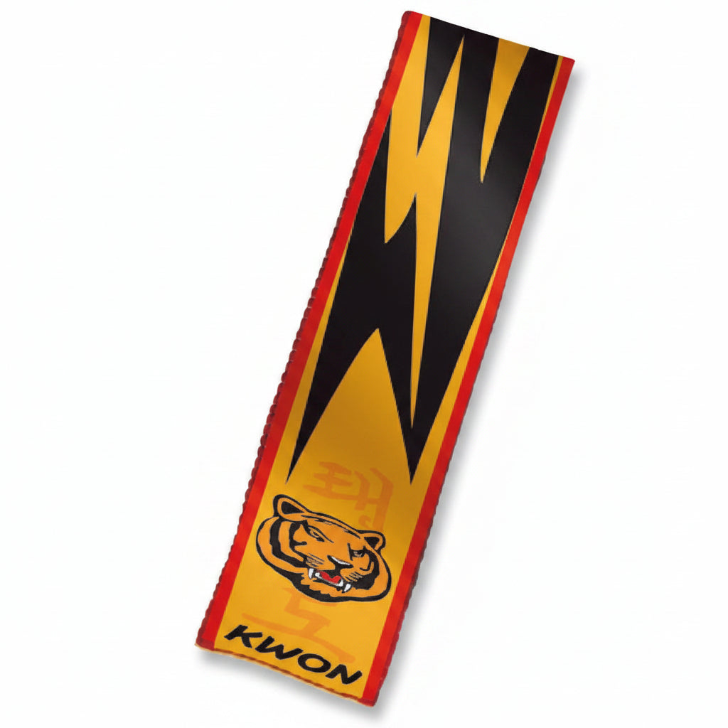 Kwon belt with tiger logo on a white background