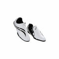 White martial arts shoes with black accents on a white background