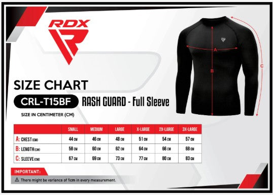 RDX T15 Long Sleeve Black Rash Guard